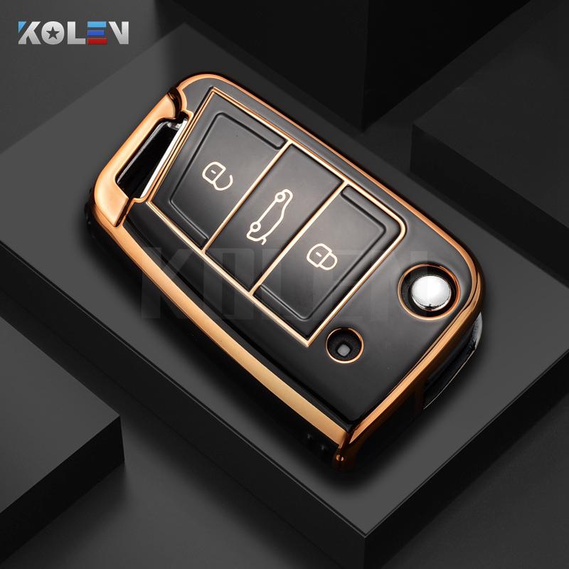 Fashion TPU Car Flip Key Case Cover Shell for VW Volkswagen Golf 7 MK7 Tiguan MK2 for Seat Ateca Leon FR 2 Ibiza Skoda Octavia