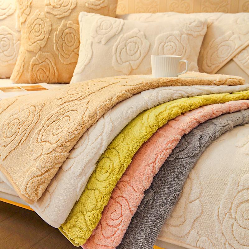 Tafu Sametová pohovka Polštář Růže Jacquard Neklouzavý potah na pohovku Kočka Rohožka na pohovku pro mazlíčka Ručník Rohový potah do obývacího pokoje ve tvaru L