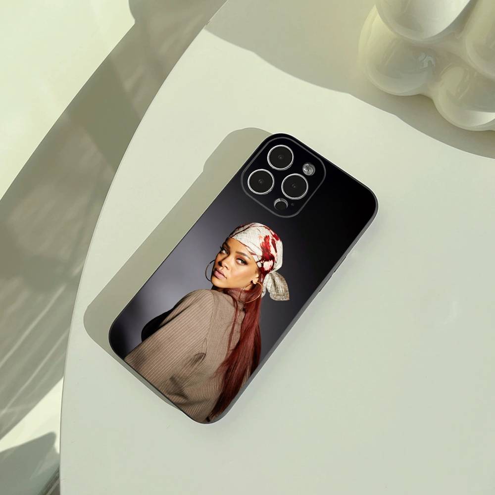 R-Rihanna-pop diva Phone Case For iPhone 17,16,15,14,13,12,11 Pro Max,16/15/14Plus,XS Soft Black Cover