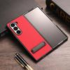 For Samsung Galaxy Z Fold 6 Case Luxury Lichee Pattern PU Leather Metal Back Kickstand Protective Folding Cover for Z Fold 6