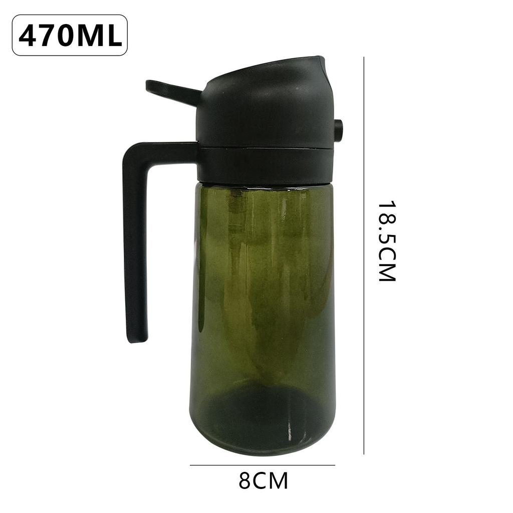 470ml Dual-Use Glass Oil Dispenser: Press & Spray Large-Capacity Kitchen Bottle with Adjustable Spray Function