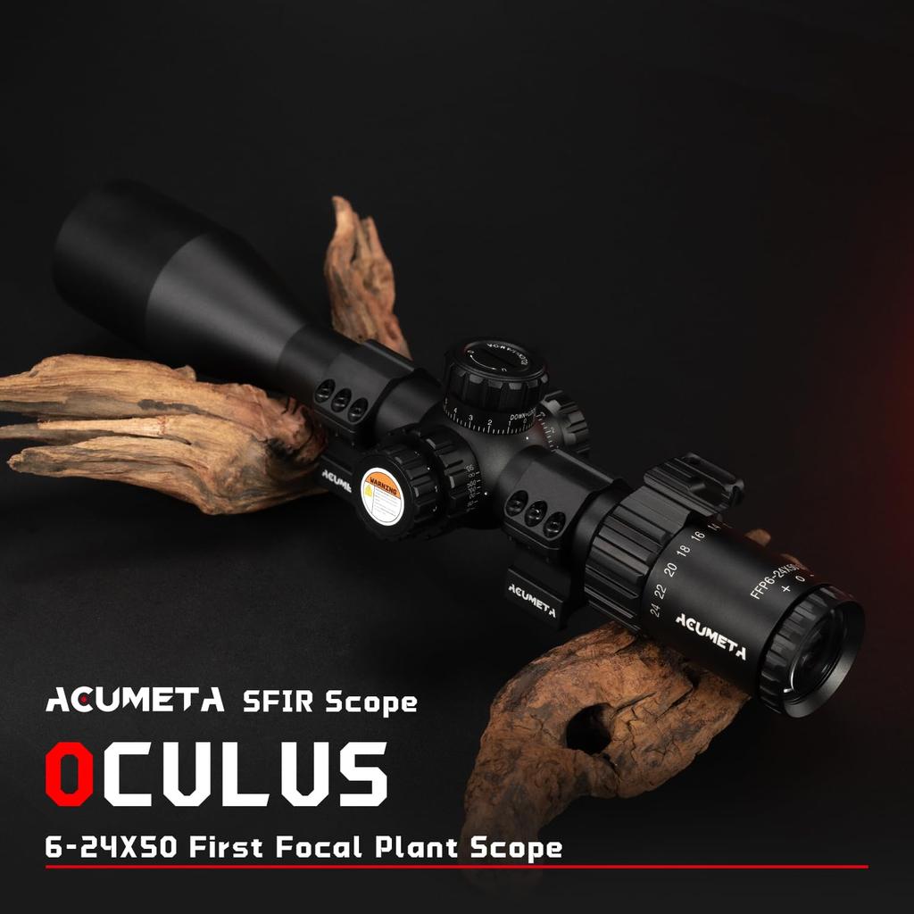ACUMETA Oculus 6-24X50 FFP Riflescope, 30mm Tube Hunting Riflescope with 20mm Rail Scope Rings