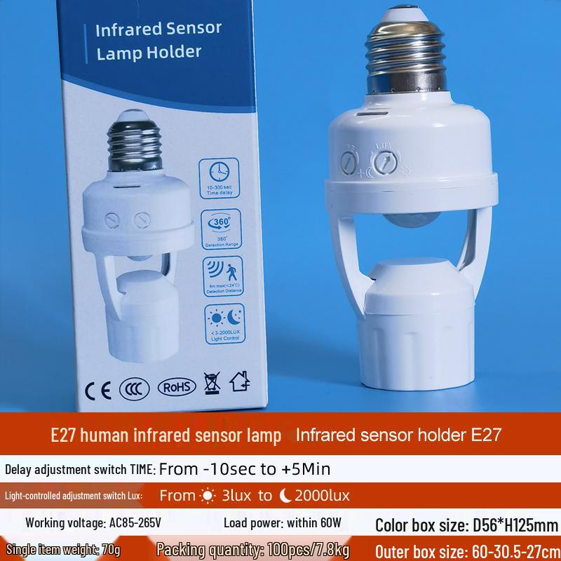 Remote-Control Infrared Sensor Lamp Holder with Sound and Light Activation