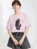 Si Yuan Women's Zodiac Horse Print Loose Fit T-Shirt - Simple Line Drawing, Short Sleeve, Round Neck, 2026 Edition