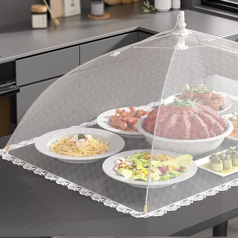 1pcs Foldable Rectangle Mesh Food Cover Household Kitchen Storage Dish Protector with Insect-Proof Net Meal Cover