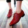 Fashion Spring Autumn Women Oxford Flats Brogue Patent Leather Black Office Outsole Female Pointed Toe Ballet Derby Shoes Ladies 34-43