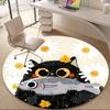 1PC Flower Cat Office Round Area Rug, Indoor Mat Suitable ForOffice, Under Office Chairs Bedroom Living Room Home Decor, Room Deco, F177