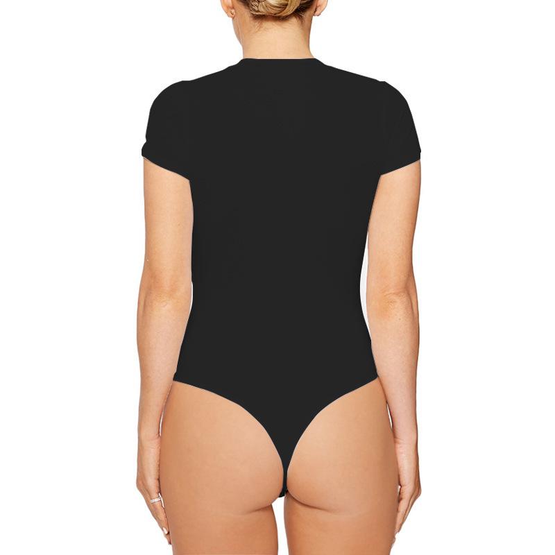 2025 Women's Slim-Fit Casual Round Neck Bodysuit - Solid Color Short Sleeve T-shirt
