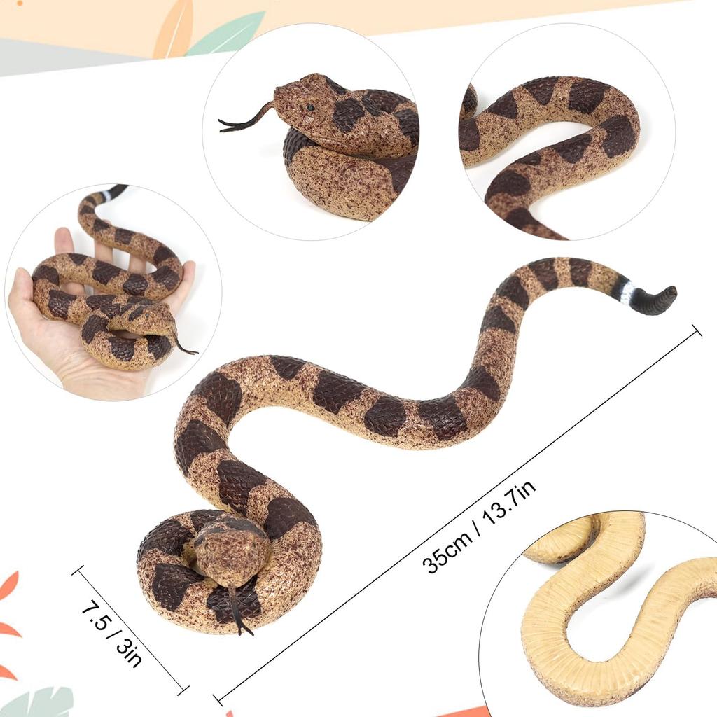Realistic Fake Snakes Toy Rubber Rattlesnake Snake Scare Birds And Squirrels Tricky Model Snake Toys Halloween Decoration Props