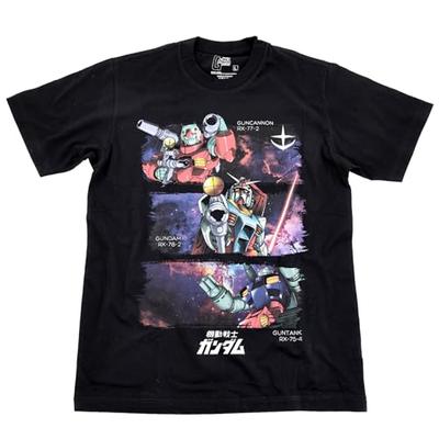 T-shirt EVERSOUL Mobile Suit Gundam, Manches Courtes, RX-78-3, avec Amuro, Char, Zaku, Guncannon, Guntank, Z'Gok, et Zeong. Produits de Personnages d'Anime.