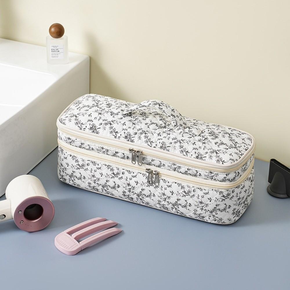 Cotton Hair Dryer Storage Bag Double-Layer Large Capacity Travel Storage Pouch Lightweight Makeup Bag Curling Iron Storage