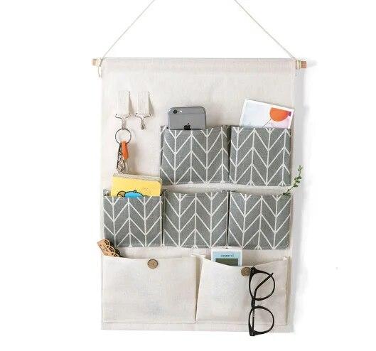 

7 карманов Подвесные органайзеры Водонепроницаемая подвесная сумка для хранения Настенный органайзер для шкафа Медведь Фламинго Сумки для мелочей Домашний декор серый