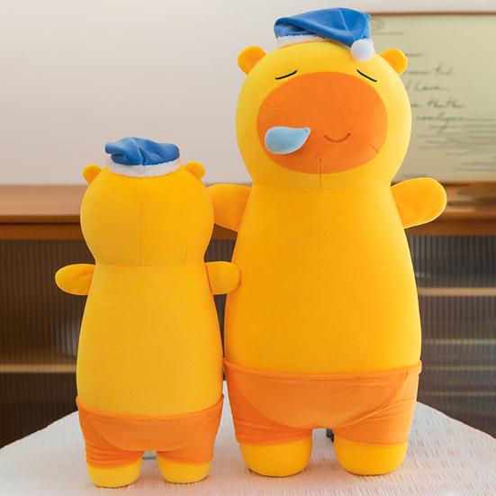 Capybara Plush Pillow Cute Snoozing Capybara Doll Soft Stuffed Animal Comforting Nap Buddy for Kids Adults