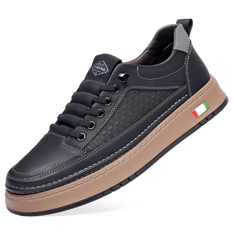 Men's shoes 2025 men's sports and leisure leather shoes breathable soft baseplate shoes business foot set