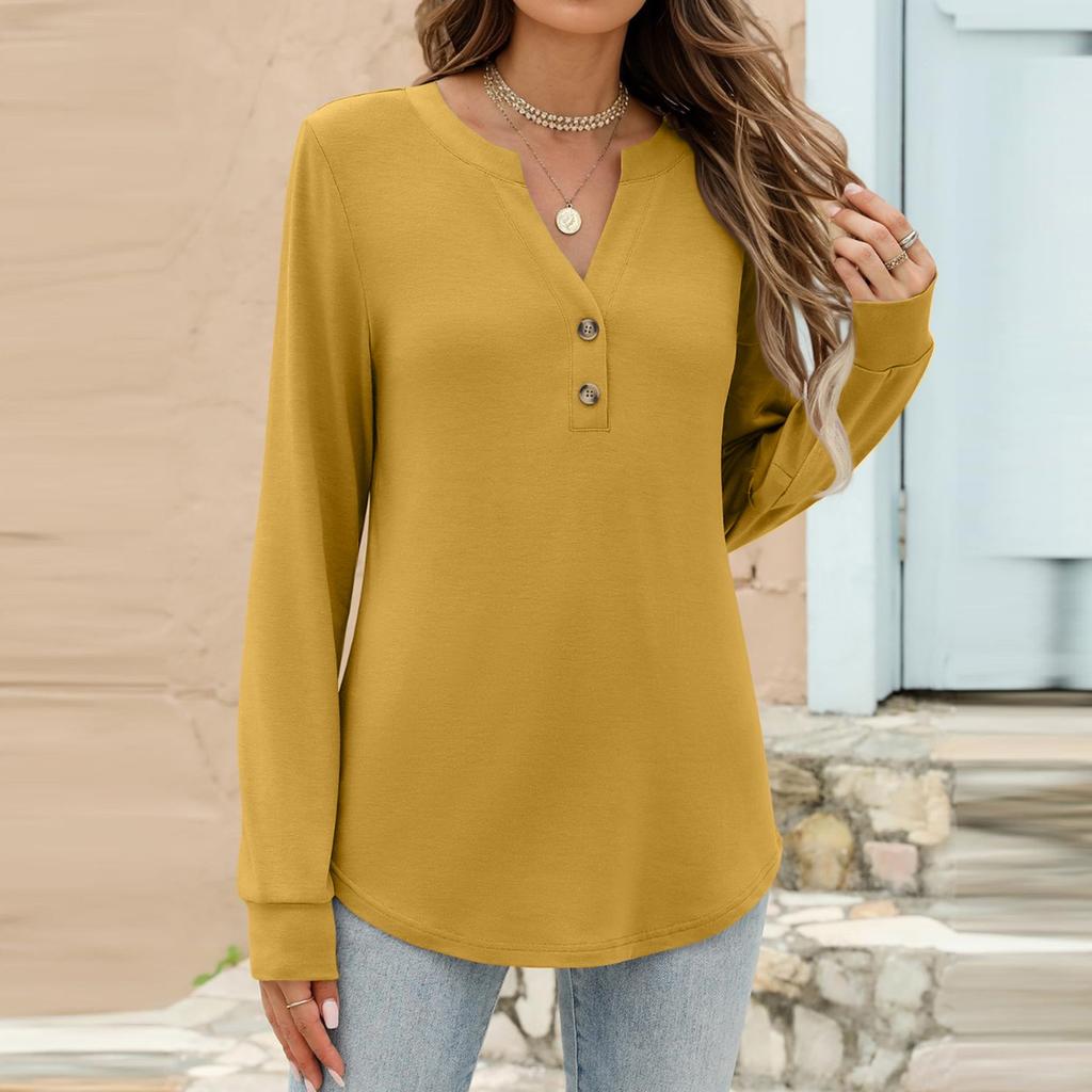 Women's Fashion Casual Color Long Sleeve T-shirt Pullover Top