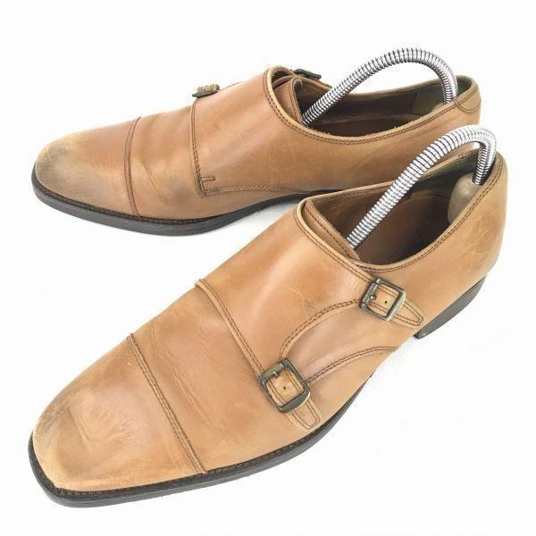

Giancarlo Morelli Leather Double Monk Strap Shoes [41/26.0/Brown] Dress Shoes
