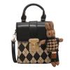 Retro Plaid Niche Bag, New Women's Bag, Popular Messenger Bag, Portable Small Square Bag.