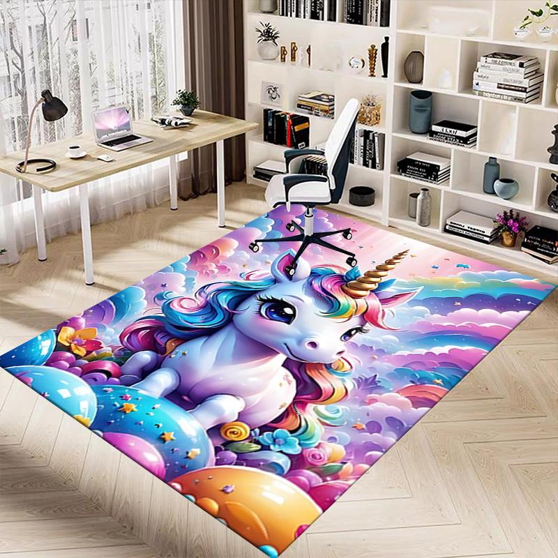 1pc unicorn rainbow Carpet Anti Slip Polyester Floor Mat for office,Bedroom