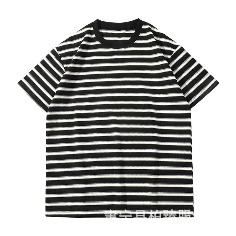 

Men s Retro Striped Loose Fit T-Shirt - Summer Couple Style Small