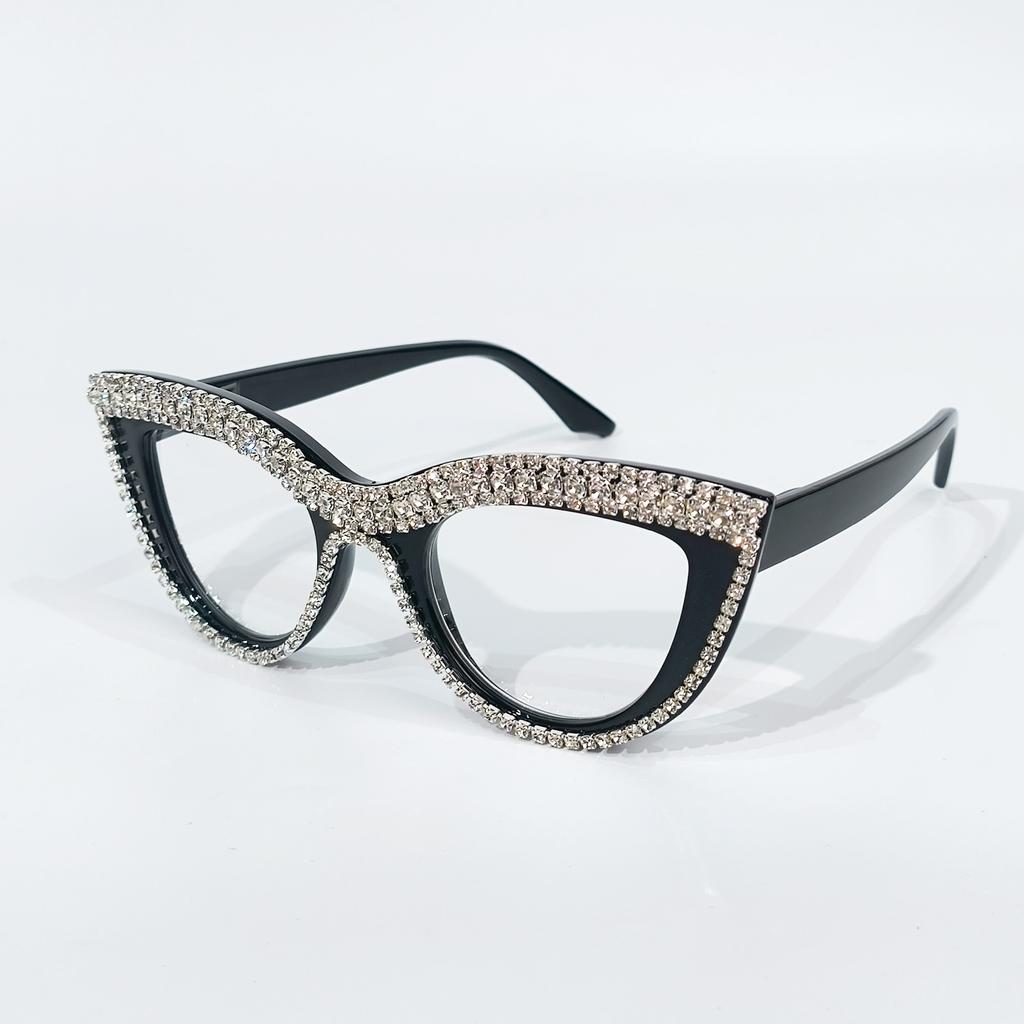 Rhinestone Trendy Reading Glasses for Women Retro Square Cute Sturdy Computer Womens Cat Eye Glasses
