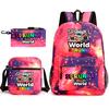 New rhythm box game merchandise primary school bag sprunki cartoon starry sky backpack 3-piece set D
