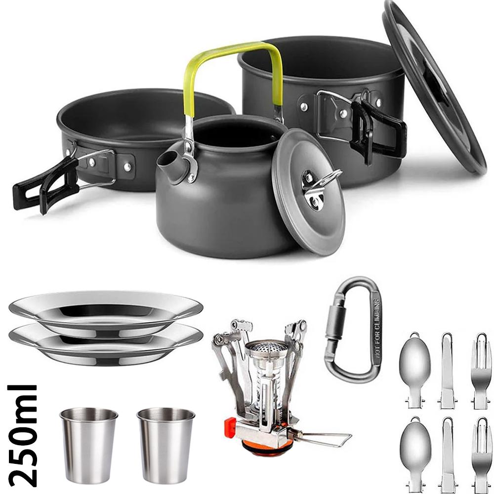 Outdoor camping cooking set aluminum alloy material pot set portable camping equipment for hiking and outdoor travel