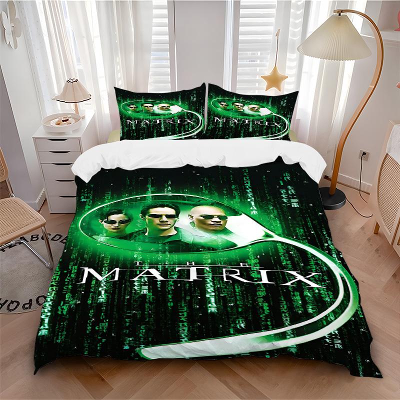 

3 шт. Постельное белье Матрица Нео, Мягкое полиэстеровое пододеяльник и наволочки, Подходит для всех сезонов, Дизайн для спальни L1003133 135x200cm