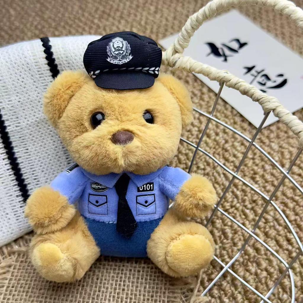 Cute Police Bear Plush Keychain - Internet Celebrity Traffic Officer Doll