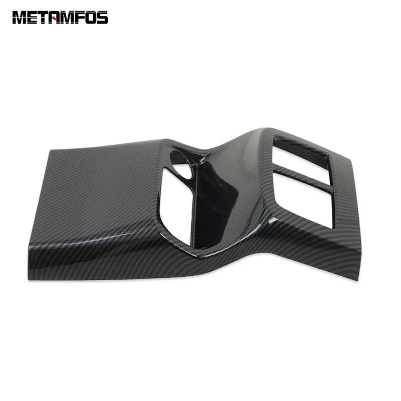 Accessories For Kia Seltos     Carbon Fiber Armrest Box Rear Air Conditioner Vent Outlet Cover Trim Car Styling