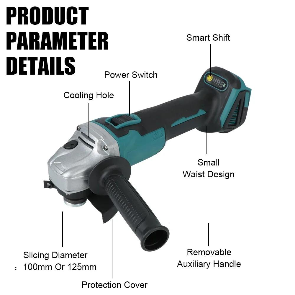 18V Brushless Angle Grinder for Makita Power Tools Cordless Electric Grinder Sander Tool Kit No Battery