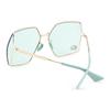 Gucci Herringbone Cutout Large Frame Irregular Metal Square Sunglasses Unisex Couple Style