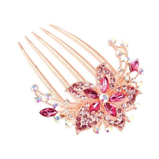 Hair Comb Flower Leaf Rhinestones Ladies Exquisite Long Lasting Hair Fork Hair Accessories