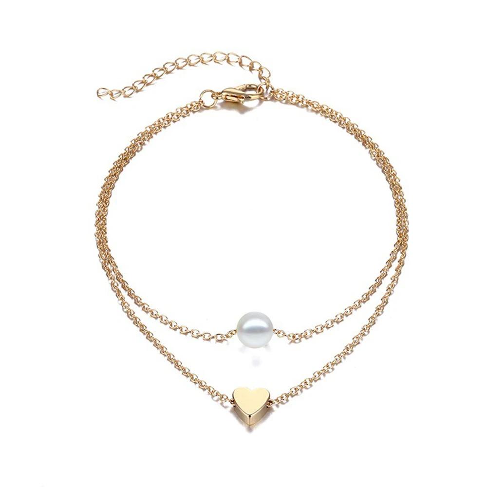 SUMENG 2024 New 3pcs/set Gold Color Simple Chain Anklets For Women Beach Foot Jewelry Leg Ankle Bracelets Accessories