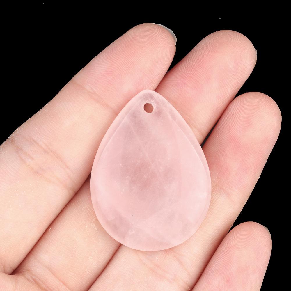 Natural Agate & Amethyst Crystal Pendant - Rose Quartz Water Drop, 25x33mm DIY Jewelry Charm