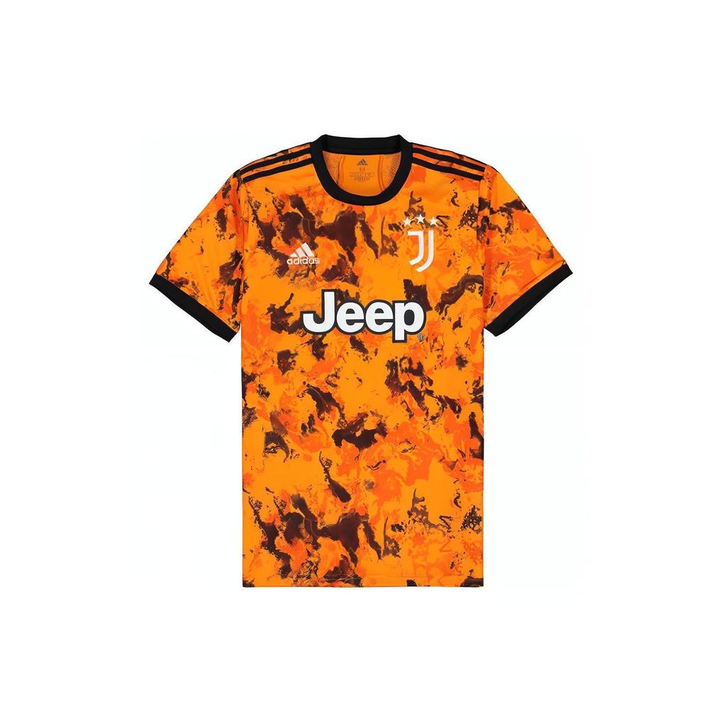 Adidas AU Juventus 20/21 Season Second Away Sports Patchwork Print Short Sleeve T-Shirt Men Tops Orange GE4854