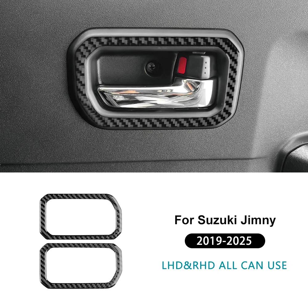Real Soft Carbon Fiber For Suzuki Jimny      2024 2025 Car Door Inner Handle Frame Trim Sticker