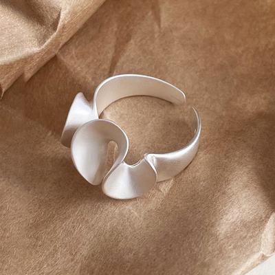 PONYKISS Inele Deschise Flori Valuri Vintage Culoare Argintie pentru Femei Modă Minimalistă Accesorii de Lux Ușor