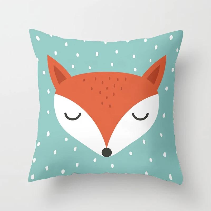 Cartoon Little Fox Decorative Pillowcase Car Ornaments Office Living Room Sofa Home Pillowcase