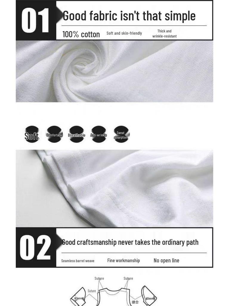 Damen Sommer 2025 Reine Baumwolle Locker Schlankmachendes Kurzarm-T-Shirt - Neues Mode Nischendesign