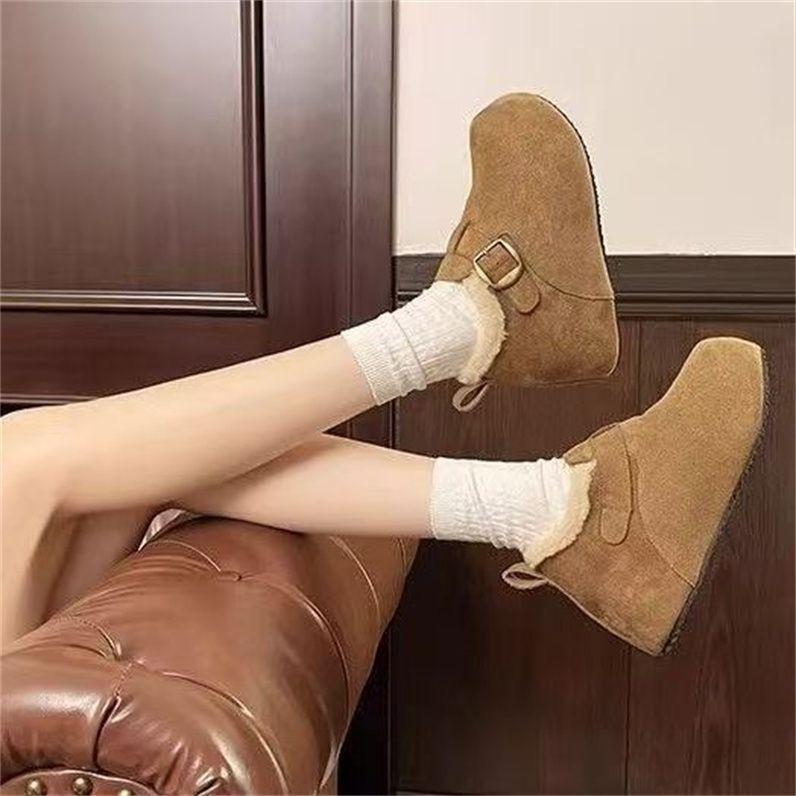 Autumn and winter new popular comfortable velvet Birkenstock cotton shoes women's fashion versatile warm women's cotton shoes