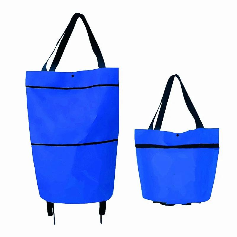 Oxford Cloth Shopping Trolley Portable Multifunctional Bags Canvas Foldable Tote Cart Reusable Grocery Bag Modern and Simple