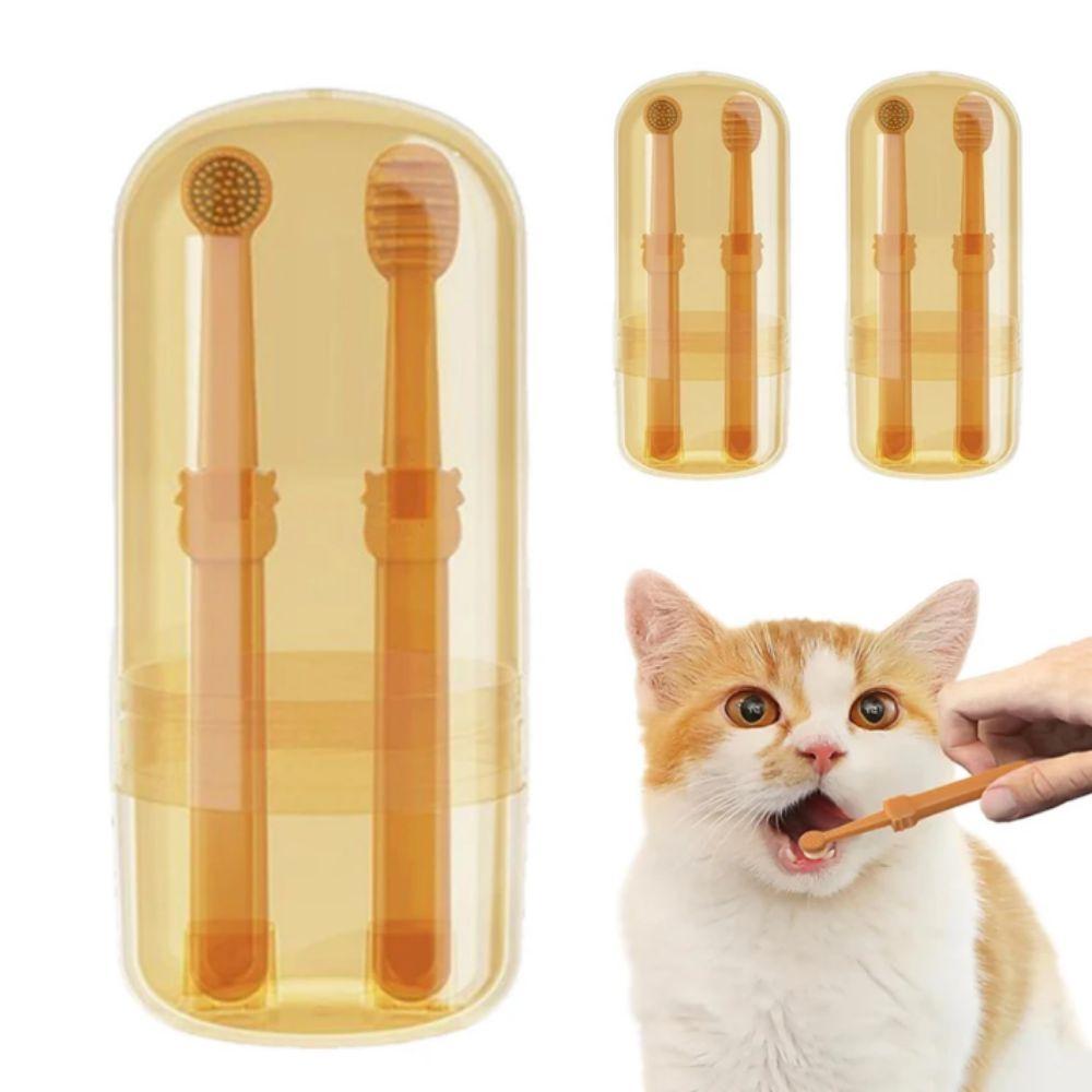 2pcs/set Soft Cat Toothbrush Bite Resistant Dog Teeth Teeth Cleaning Brush Teeth Whitening
