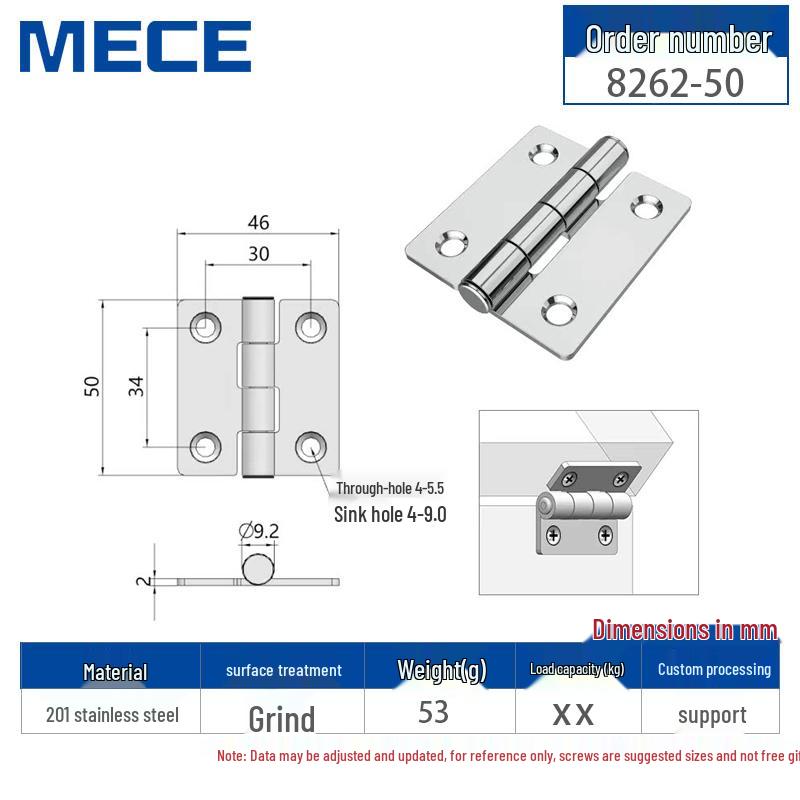 Thickened Stainless Steel Small Hinge for Folding Cabinet, Window, or Wooden Box with Lotus Leaf Design.