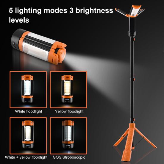 Camping Light with Bracket Rechargeable 90000mAh Camping Lantern Telescoping Waterproof Tent Light