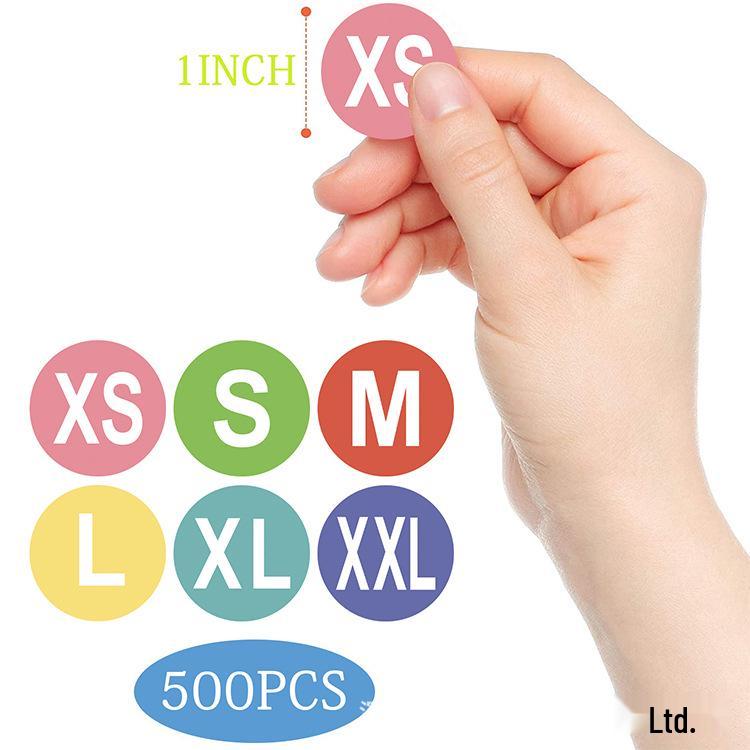 Self-Adhesive English Size Label Stickers for Clothing and Hats (S-3XL)