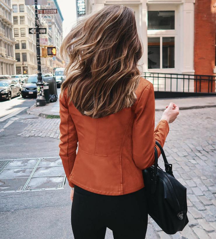 Autumn/Winter Women's Fashion PU Leather Suit Jacket