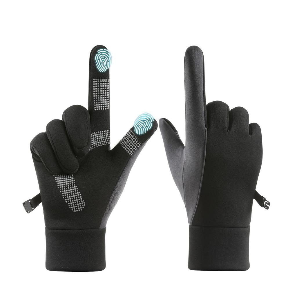 Thin Fleece Winter Warm Cycling Riding Gloves, Touch Screen, Anti-Slip Silicone Palm, Windproof Water Resistant Outdoor Gloves