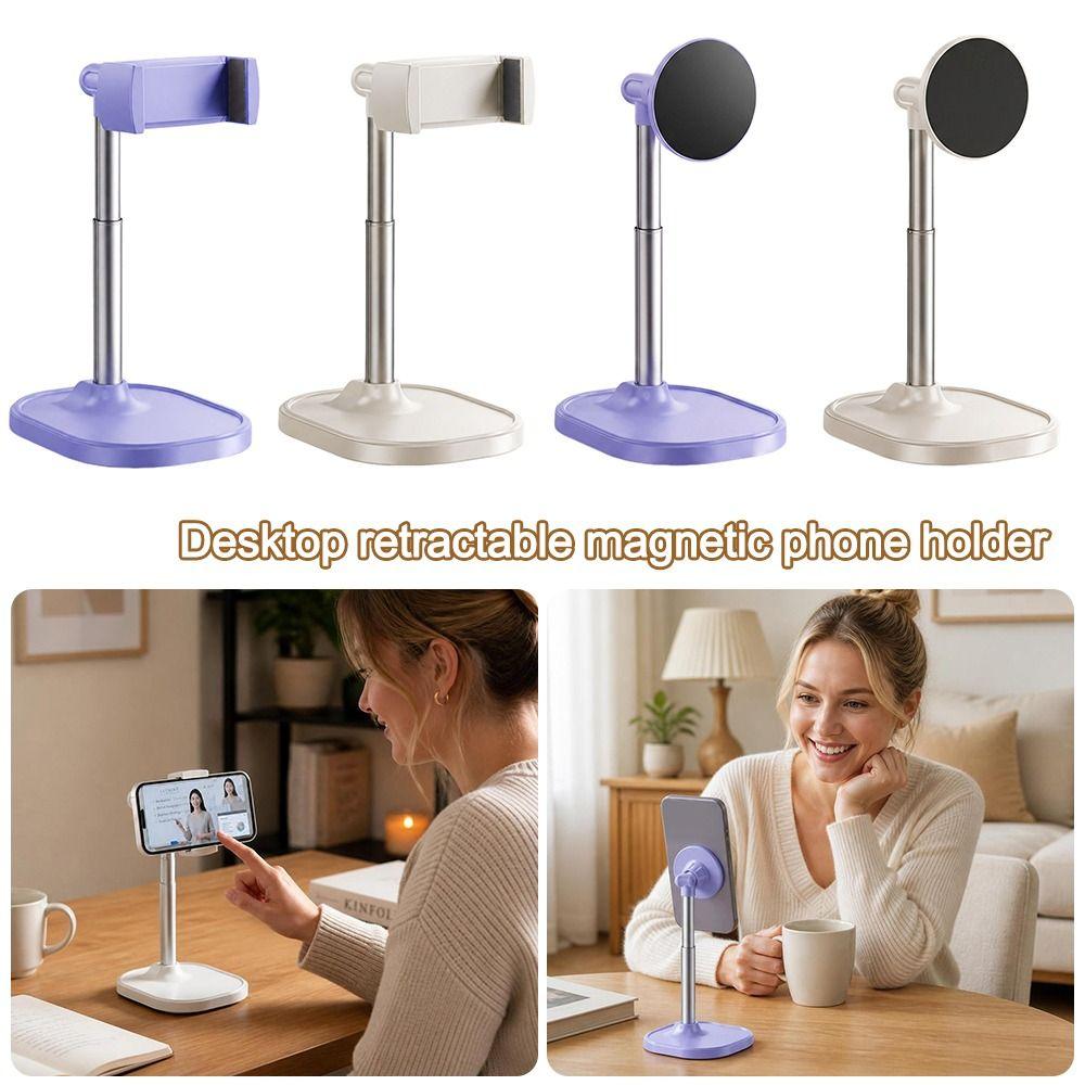 Rotating Mount Desktop Phone Holder Adjustable Height Magnetic Phone Stand Office Use