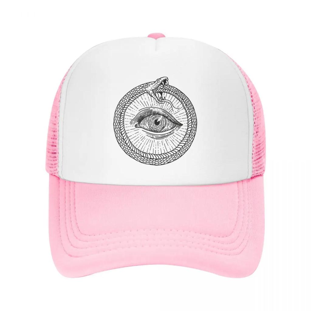 Esoteric Illustration Of Ouroboros Snake Cap Fashion Mesh Baseball Caps Adjustable Hat Hip Hop Summer Unisex Baseball Hats