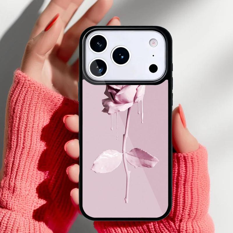 Pink Glitch Flower Aesthetic Phone Case for iPhone 17 Air 16e 15 14 13 Pro Max Back Cover for 12 11 Pro Coque
